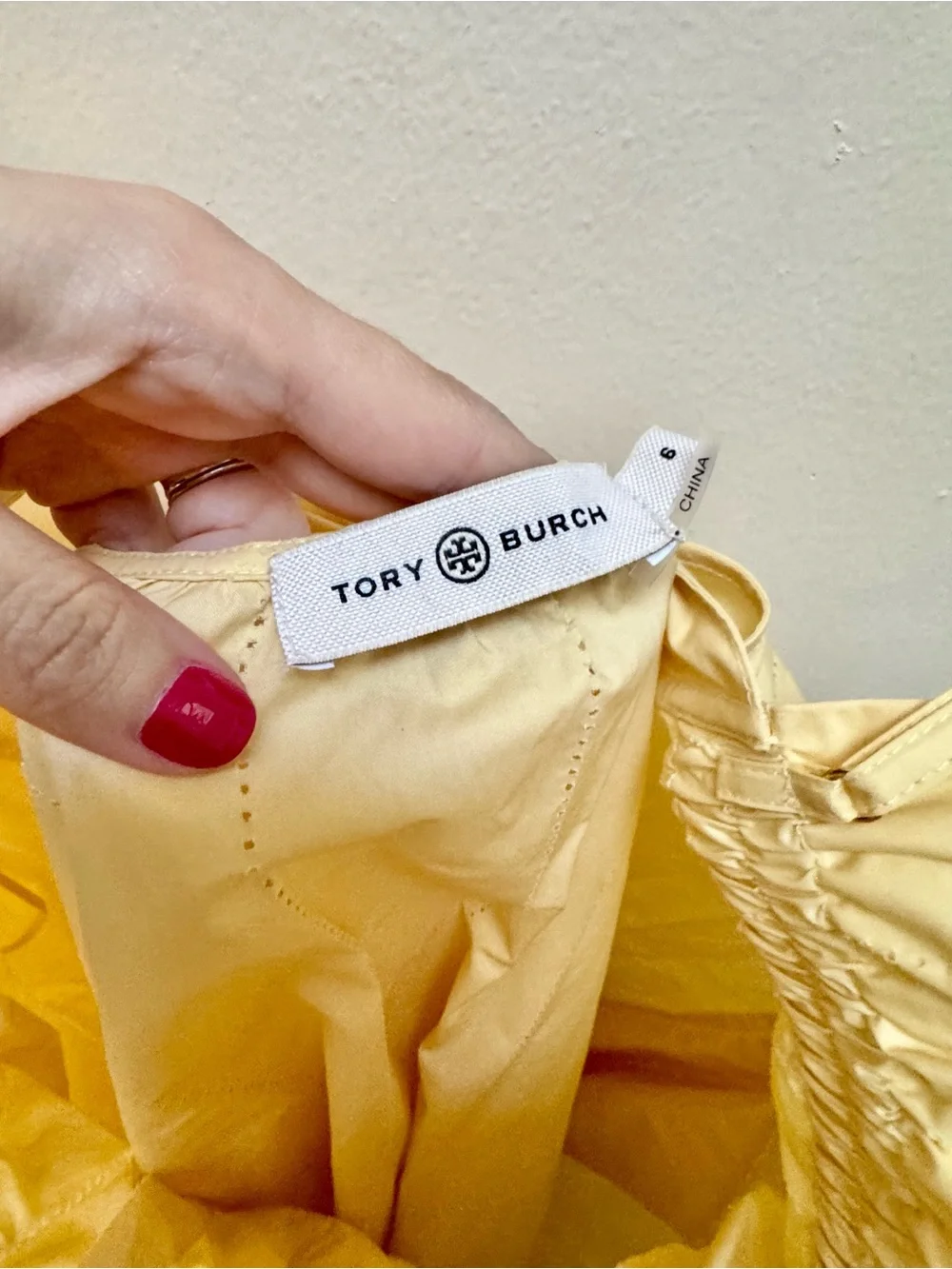 TORY BURCH Ruffle Top Midi Dress In Custard Swirl
